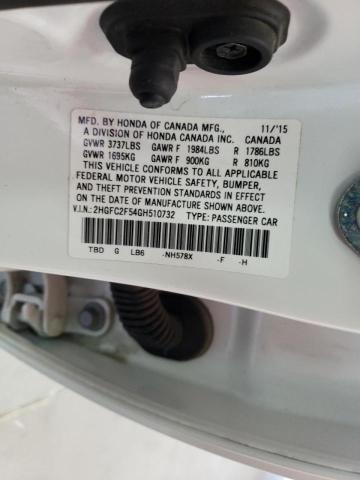 Photo 10 from auction – 2016 HONDA CIVIC with VIN 2HGFC2F54GH510732