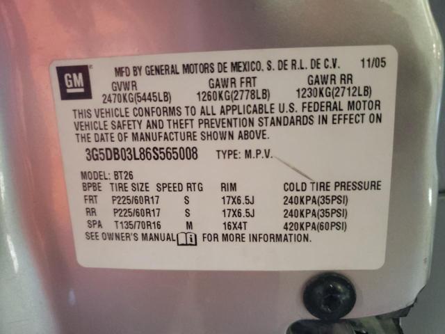 Photo 10 from auction – 2006 BUICK RENDEZVOUS with VIN 3G5DB03L86S565008