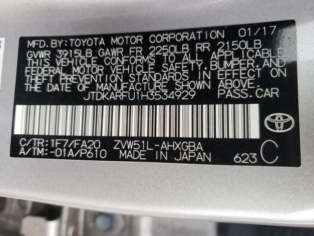 Photo 10 from auction – 2017 TOYOTA PRIUS with VIN JTDKARFU1H3534929