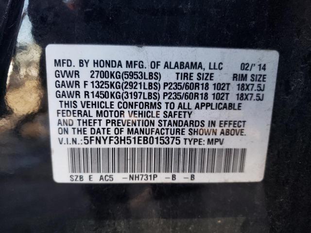 Photo 10 from auction – 2014 HONDA PILOT EXL with VIN 5FNYF3H51EB015375