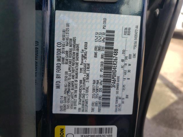 Photo 10 from auction – 2014 FORD FUSION SE with VIN 3FA6P0HD4ER267488
