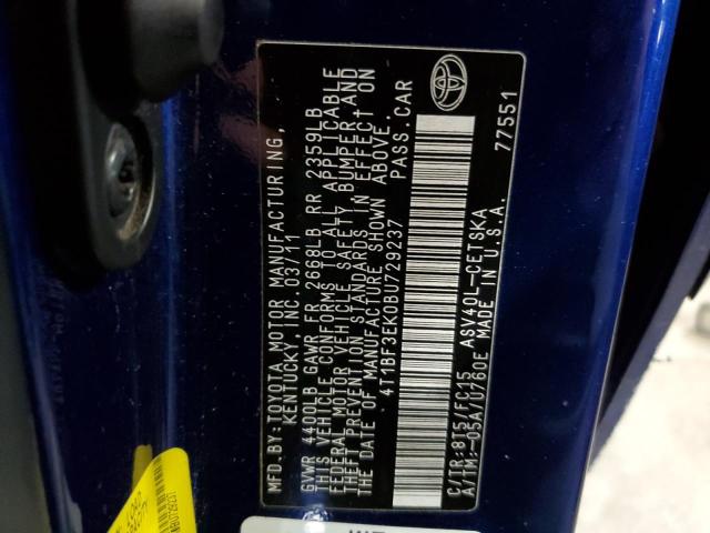 Photo 10 from auction – 2011 TOYOTA CAMRY BASE with VIN 4T1BF3EK0BU729237