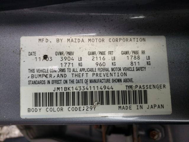 Photo 10 from auction – 2004 MAZDA 3 HATCHBAC with VIN JM1BK143341114944
