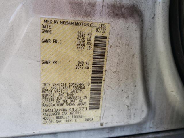 Photo 10 from auction – 2017 NISSAN ALTIMA 2.5 with VIN 1N4AL3AP4HN342371