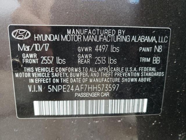 Photo 10 from auction – 2017 HYUNDAI SONATA SE with VIN 5NPE24AF7HH573597