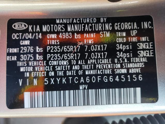 Photo 10 from auction – 2015 KIA SORENTO LX with VIN 5XYKTCA60FG645156