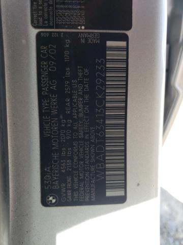 Photo 10 from auction – 2003 BMW 530 I AUTO with VIN WBADT63413CK29233