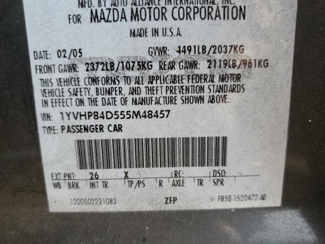 Photo 10 from auction – 2005 MAZDA 6 S with VIN 1YVHP84D555M48457