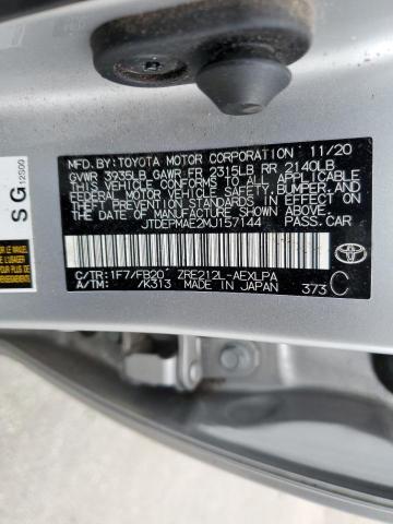 Photo 10 from auction – 2021 TOYOTA COROLLA LE with VIN JTDEPMAE2MJ157144