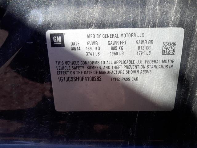 Photo 10 from auction – 2015 CHEVROLET SONIC LT with VIN 1G1JC5SH0F4100282