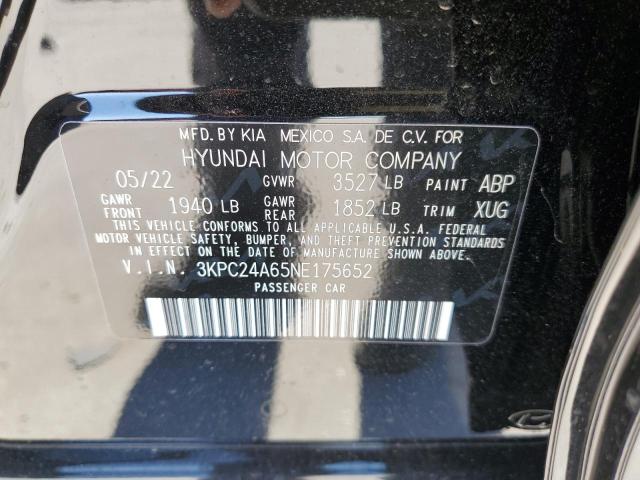Photo 10 from auction – 2022 HYUNDAI ACCENT SE with VIN 3KPC24A65NE175652