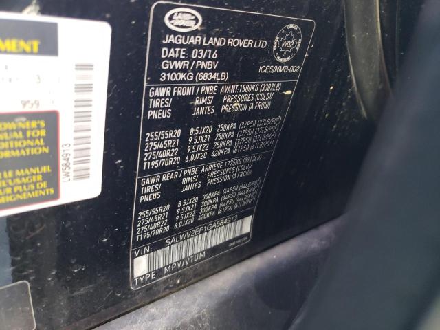 Photo 10 from auction – 2016 LAND ROVER RANGE ROVE with VIN SALWV2EF1GA584913