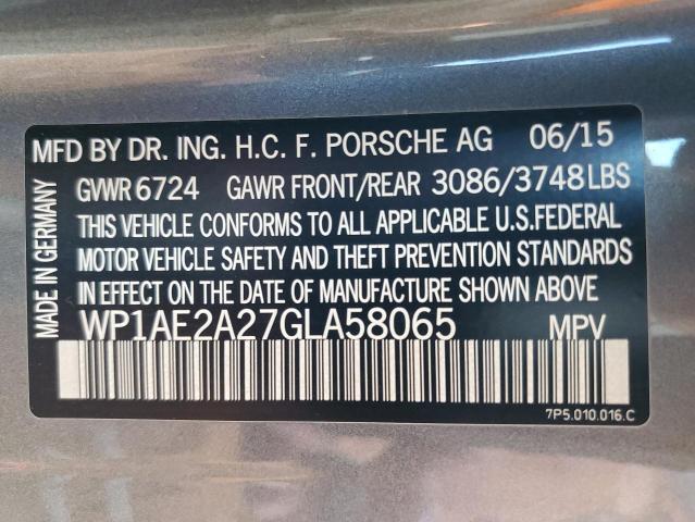 Photo 10 from auction – 2016 PORSCHE CAYENNE SE with VIN WP1AE2A27GLA58065