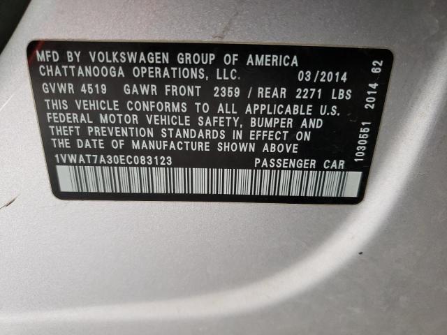 Photo 10 from auction – 2014 VOLKSWAGEN PASSAT S with VIN 1VWAT7A30EC083123