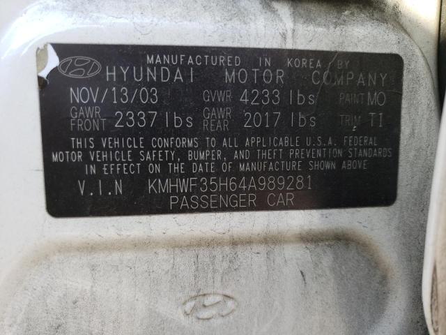 Photo 10 from auction – 2004 HYUNDAI SONATA GLS with VIN KMHWF35H64A989281