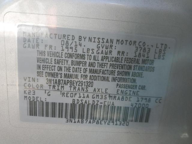 Photo 10 from auction – 2014 NISSAN SENTRA S with VIN 3N1AB7AP8EY291320