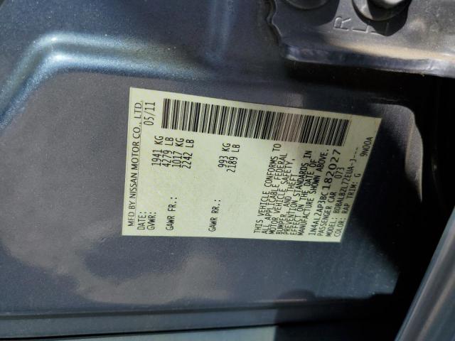 Photo 10 from auction – 2011 NISSAN ALTIMA BAS with VIN 1N4AL2AP3BC182027