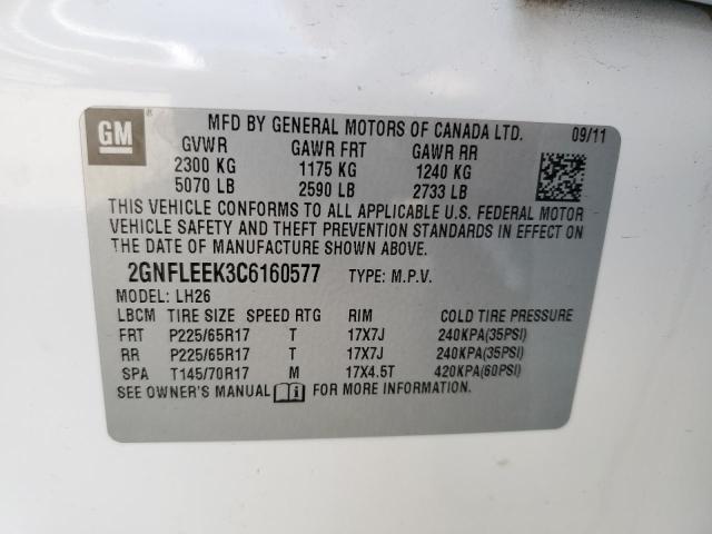 Photo 10 from auction – 2012 CHEVROLET EQUINOX LT with VIN 2GNFLEEK3C6160577