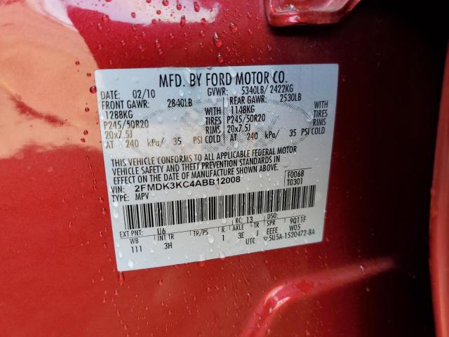 Photo 10 from auction – 2010 FORD EDGE LIMIT with VIN 2FMDK3KC4ABB12008