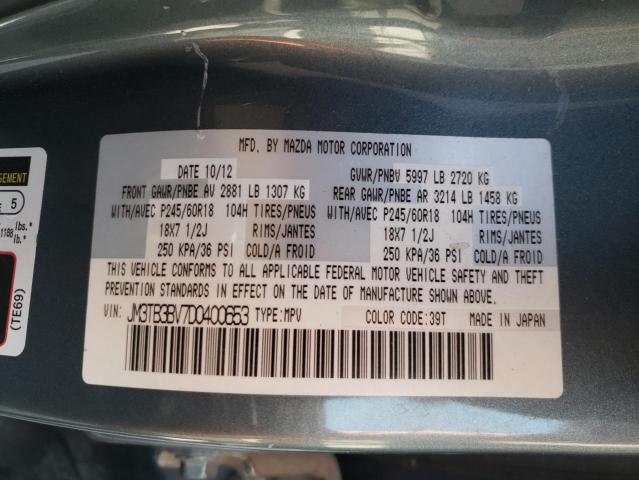Photo 10 from auction – 2013 MAZDA CX-9 SPORT with VIN JM3TB3BV7D0400653