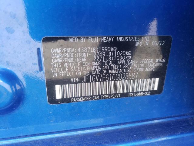 Photo 10 from auction – 2012 SUBARU IMPREZA WR with VIN JF1GV7F61CG028587