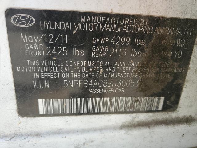 Photo 10 from auction – 2011 HYUNDAI SONATA GLS with VIN 5NPEB4AC8BH300536