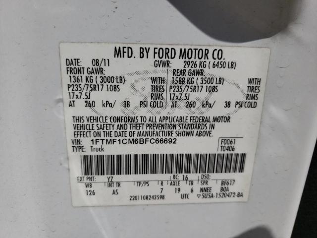 Photo 10 from auction – 2011 FORD F150 with VIN 1FTMF1CM6BFC66692