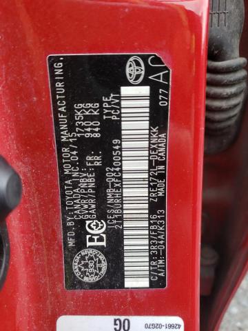 Photo 10 from auction – 2015 TOYOTA COROLLA L with VIN 2T1BURHEXFC400549