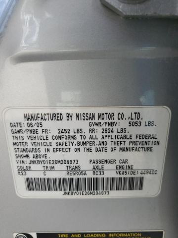 Photo 10 from auction – 2006 INFINITI M45 BASE with VIN JNKBY01E26M204973