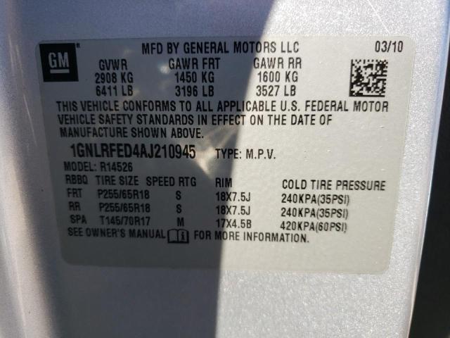 Photo 10 from auction – 2010 CHEVROLET TRAVERSE L with VIN 1GNLRFED4AJ210945