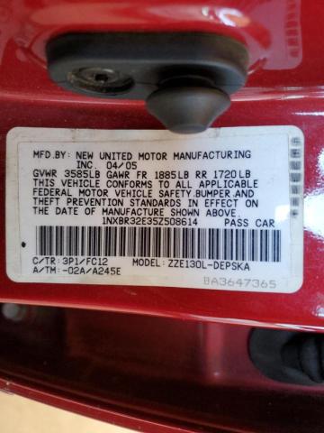 Photo 10 from auction – 2005 TOYOTA COROLLA CE with VIN 1NXBR32E35Z508614