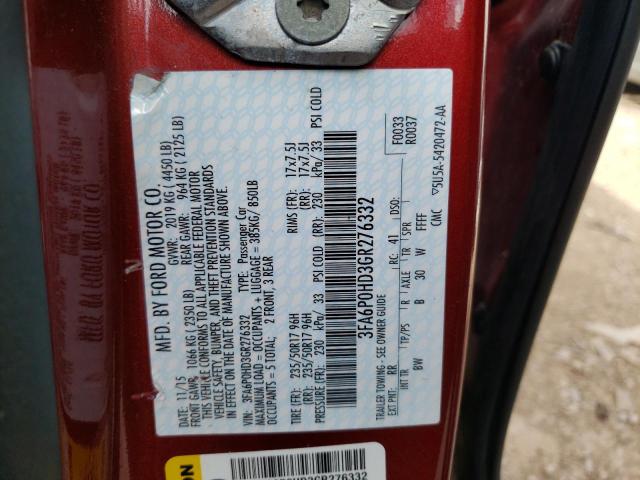 Photo 10 from auction – 2016 FORD FUSION SE with VIN 3FA6P0HD3GR276332
