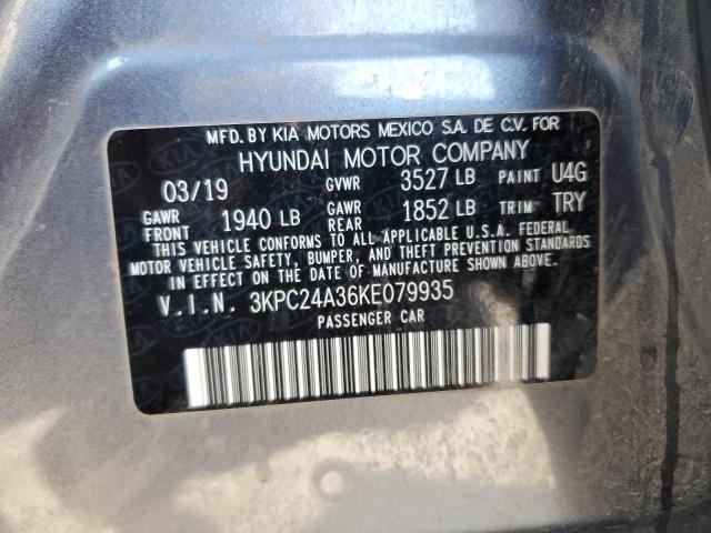 Photo 10 from auction – 2019 HYUNDAI ACCENT SE with VIN 3KPC24A36KE079935
