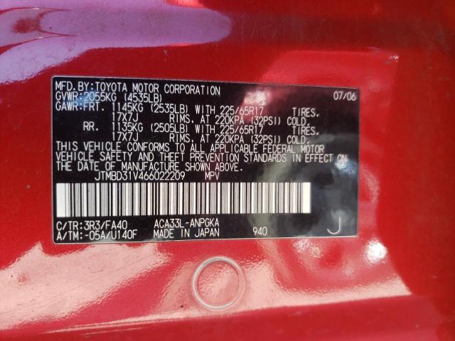 Photo 10 from auction – 2006 TOYOTA RAV4 LIMIT with VIN JTMBD31V466022209