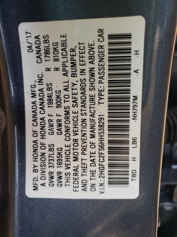 Photo 10 from auction – 2017 HONDA CIVIC LX with VIN 2HGFC2F56HH538291