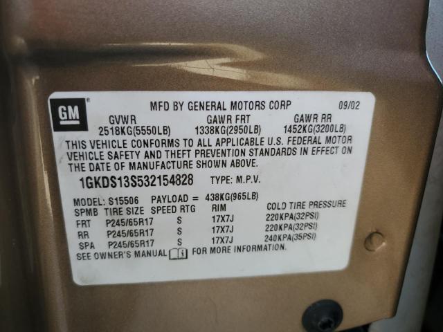 Photo 10 from auction – 2003 GMC ENVOY with VIN 1GKDS13S532154828