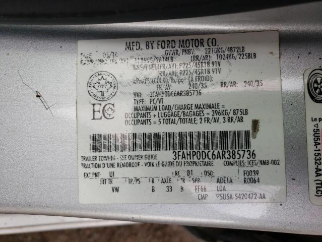 Photo 10 from auction – 2010 FORD FUSION SPO with VIN 3FAHP0DC6AR385736