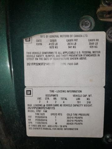 Photo 10 from auction – 1996 CHEVROLET CAMARO BAS with VIN 2G1FP22K9T2149115