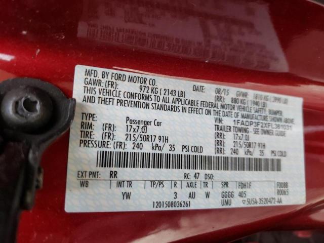 Photo 10 from auction – 2015 FORD FOCUS SE with VIN 1FADP3F2XFL361031