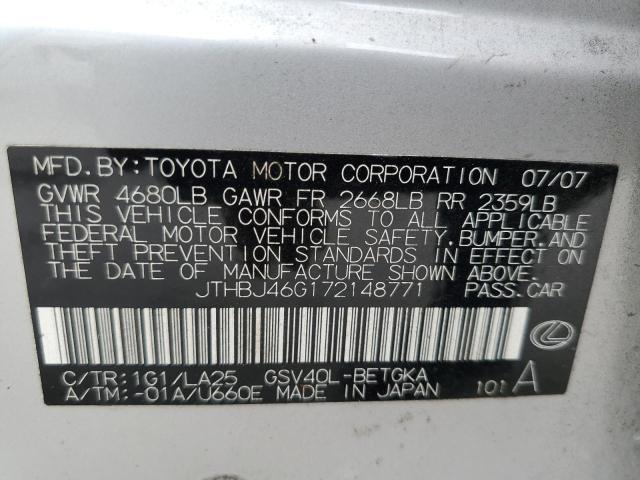 Photo 10 from auction – 2007 LEXUS ES 350 with VIN JTHBJ46G172148771
