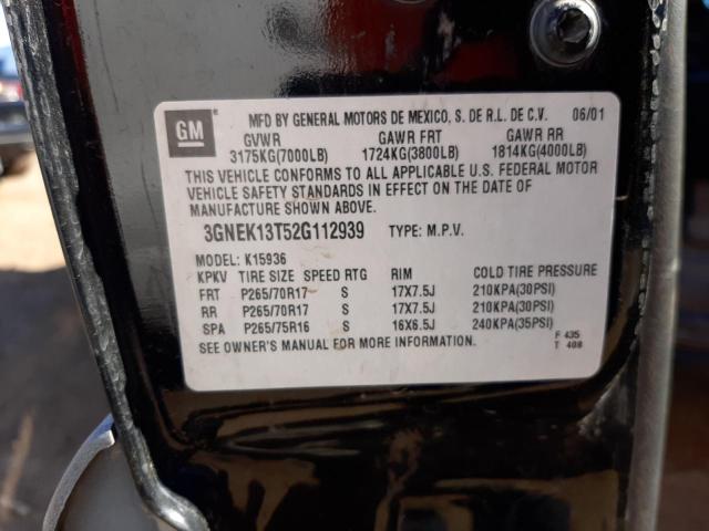 Photo 10 from auction – 2002 CHEVROLET AVALANCHE with VIN 3GNEK13T52G112939
