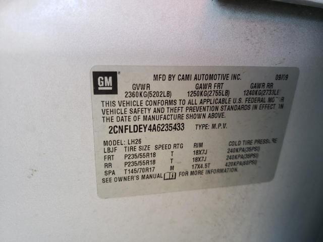 Photo 10 from auction – 2010 CHEVROLET EQUINOX LT with VIN 2CNFLDEY4A6235433