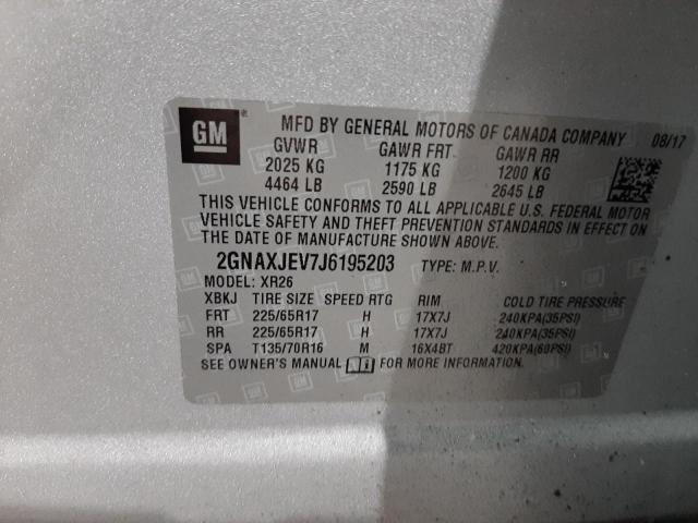 Photo 10 from auction – 2018 CHEVROLET EQUINOX LT with VIN 2GNAXJEV7J6195203