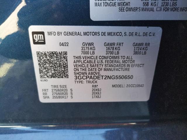 Photo 10 from auction – 2022 CHEVROLET SILVERADO with VIN 3GCPADET2NG550650