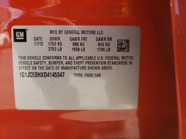 Photo 10 from auction – 2013 CHEVROLET SONIC LT with VIN 1G1JC5SHXD4145047