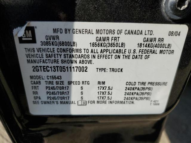Photo 10 from auction – 2005 GMC NEW SIERRA with VIN 2GTEC13T051117002