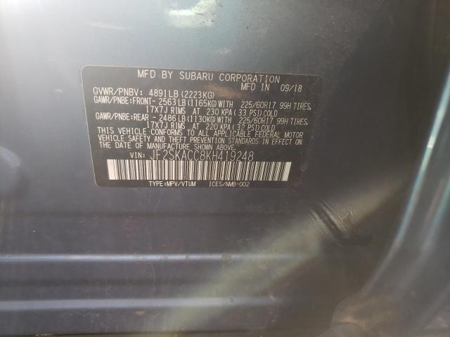 Photo 10 from auction – 2019 SUBARU FORESTER with VIN JF2SKACC8KH419248