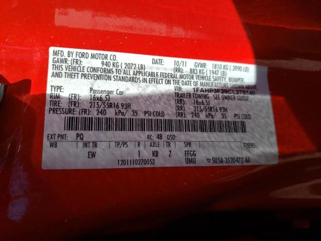 Photo 10 from auction – 2012 FORD FOCUS SE with VIN 1FAHP3F29CL278140