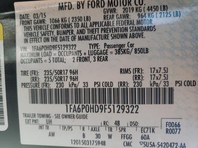 Photo 10 from auction – 2015 FORD FUSION SE with VIN 1FA6P0HD9F5129322