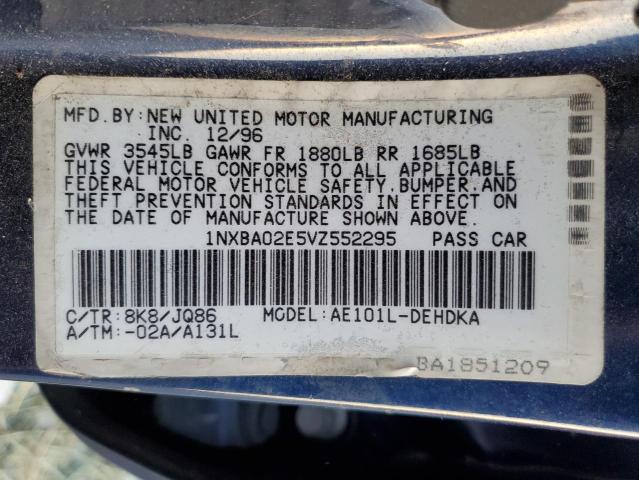 Photo 10 from auction – 1997 TOYOTA COROLLA BA with VIN 1NXBA02E5VZ552295